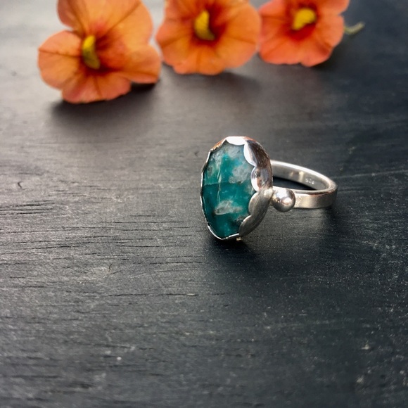 🌺 Sterling Silver Genuine Turquoise ring 🍍 - Picture 2 of 3